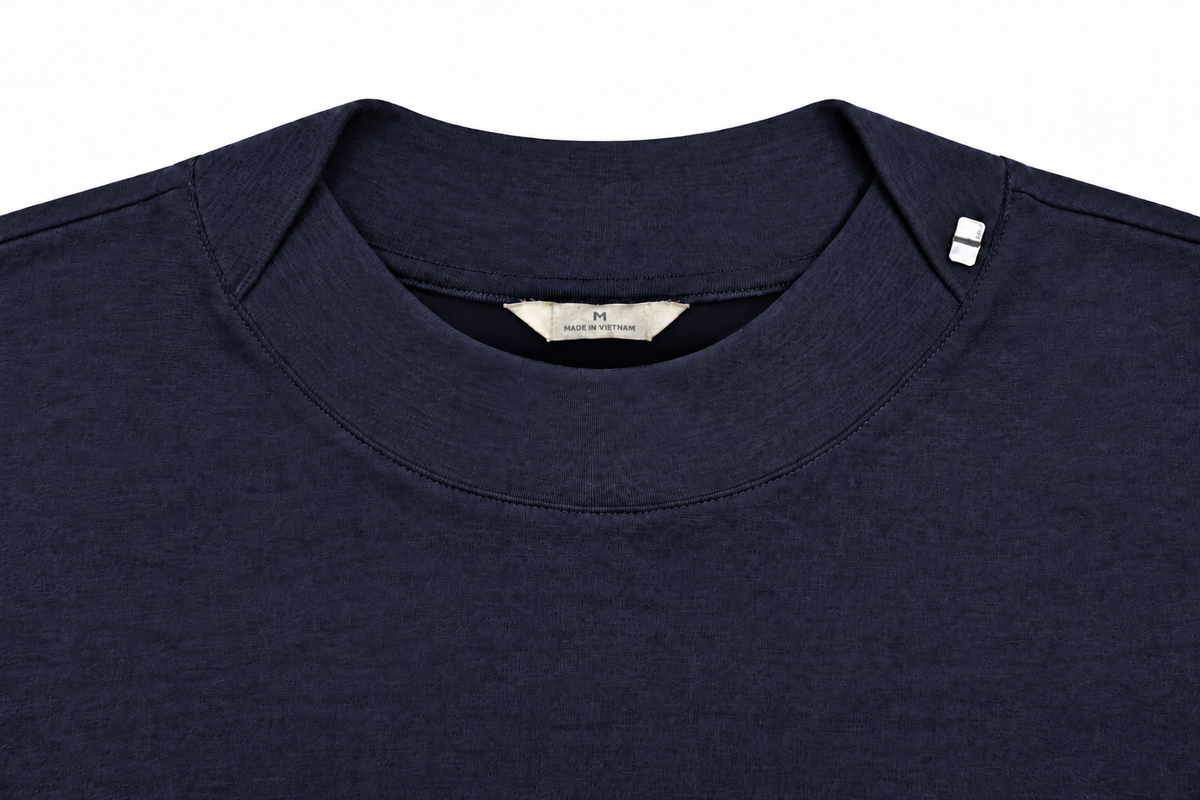 The Only Tee after 100 washes: collar, sleeve and body