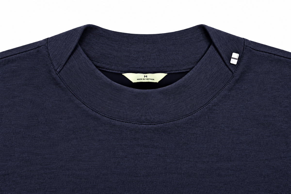 The Only Tee after 0 washes washes: collar, sleeve and body